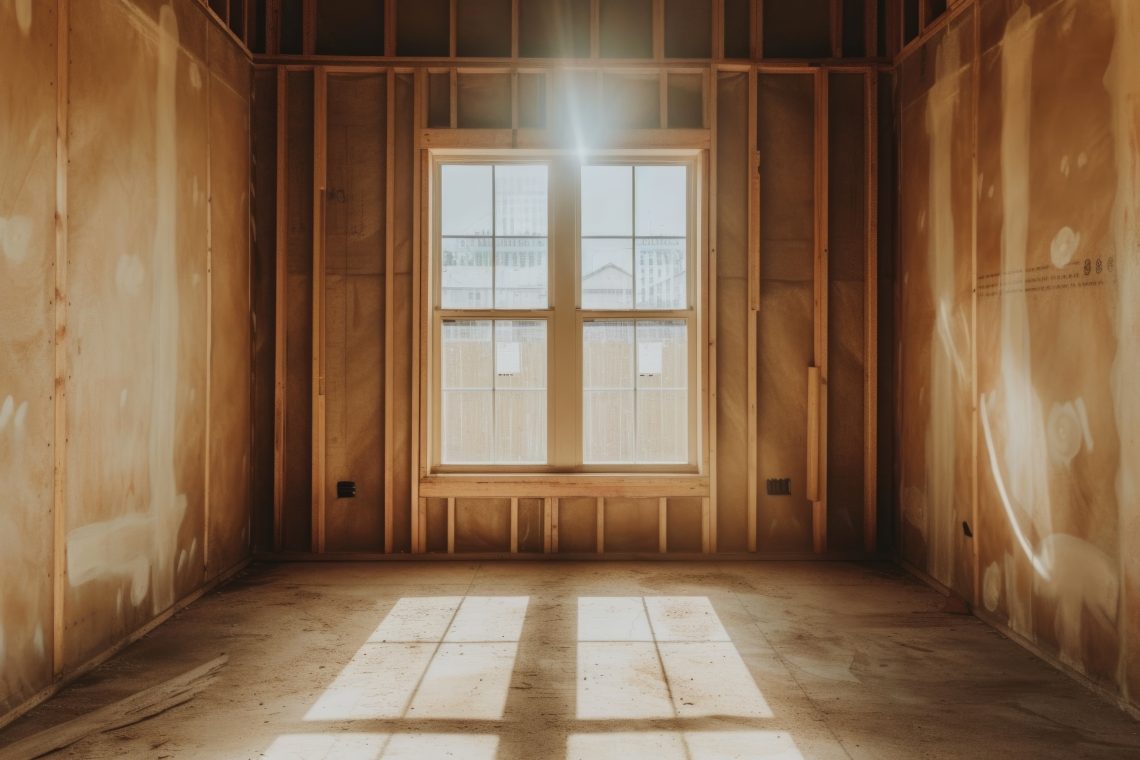 wooden wall framing and window