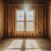 wooden wall framing and window